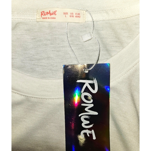 ROMwe graphic logo multi- color t-Shirt (Oversized) NWT Large - Picture 12 of 14